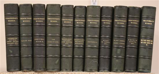 Thackeray, William Makepeace - The Works, 11 vols, 8vo, green morocco, Smith, Elder & Co, London 1876-84